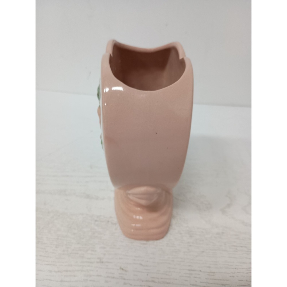 VTG Hull USA Pottery Pink Ceramic Dogwood Blossom Heart Vase Mid Century Modern - Picture 5 of 12